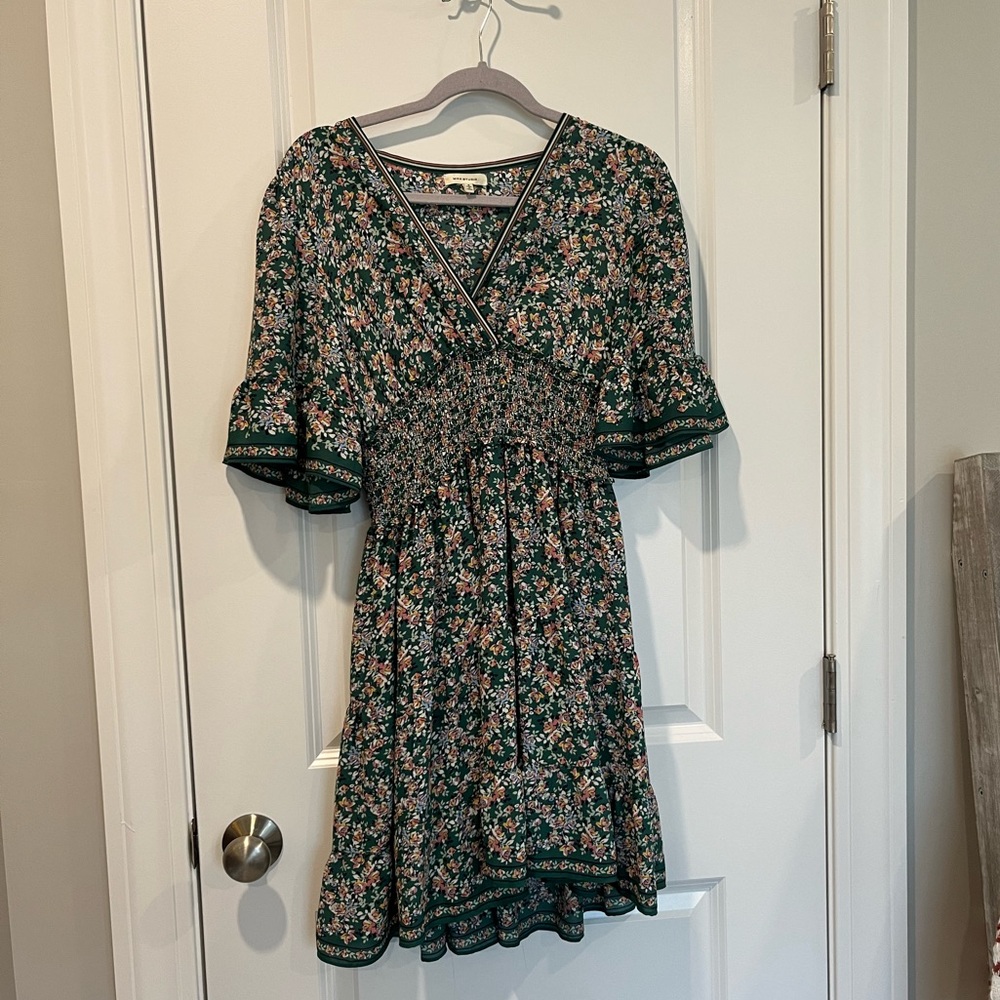 Max Studio Floral spring dress with gathered waist